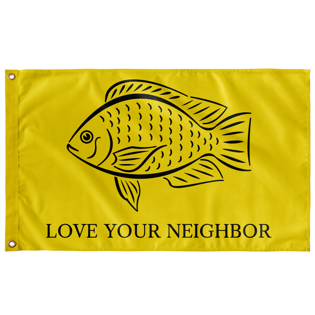 Love Your Neighbour Single Sided Flag - Proud Libertarian - Owluntaryist