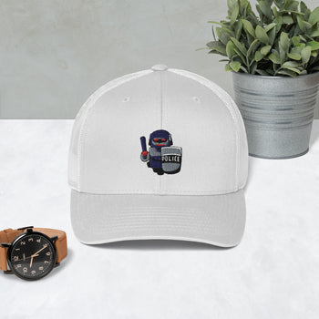 Inhuman Police Cartoon Robot Trucker Cap - Proud Libertarian - Cartoons of Liberty