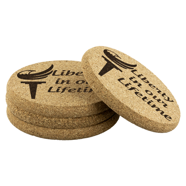 Liberty in Our Lifetime Alaska LP Cork Coasters - Proud Libertarian - Alaska Libertarian Party