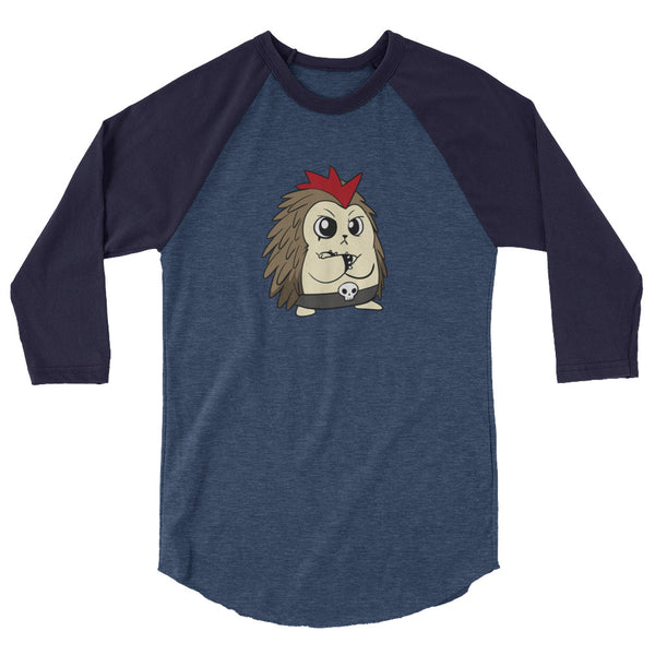 Angry Libertarian Cartoon Porcupine 3/4 sleeve raglan shirt - Proud Libertarian - Cartoons of Liberty