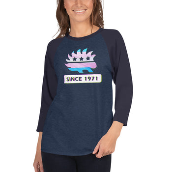 LGBTQ Porcupine Since 1971 3/4 sleeve raglan shirt - Proud Libertarian - Proud Libertarian