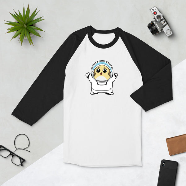 Freedom in Space Cartoon Porcupine 3/4 sleeve raglan shirt - Proud Libertarian - Cartoons of Liberty