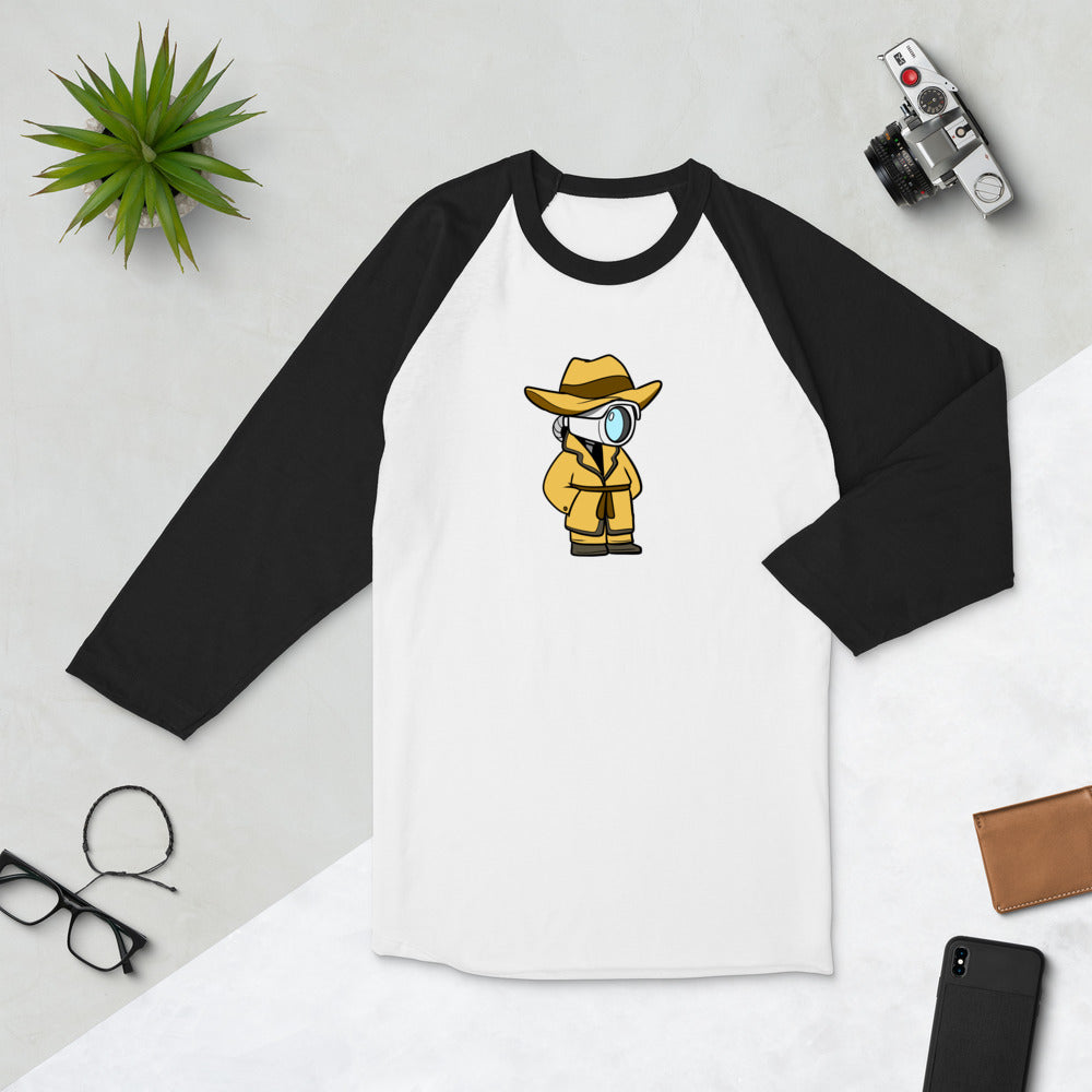 Don't Spy on Me Cartoon 3/4 sleeve raglan shirt - Proud Libertarian - Cartoons of Liberty