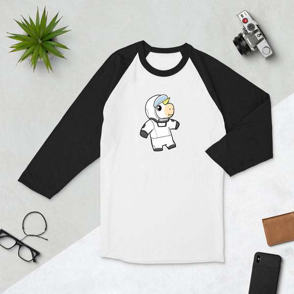 Space Unicorn Cartoon 3/4 sleeve raglan shirt - Proud Libertarian - Cartoons of Liberty