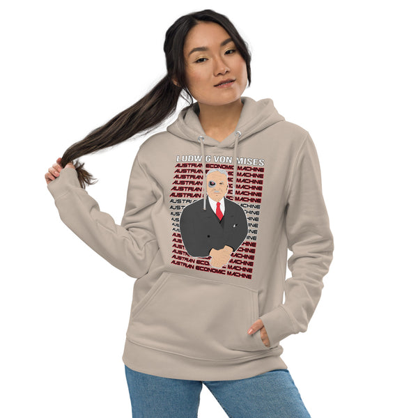 Ludwig von Mises - Austrian Economics Machine Unisex essential eco hoodie - Proud Libertarian - Hunter Wynn Designs