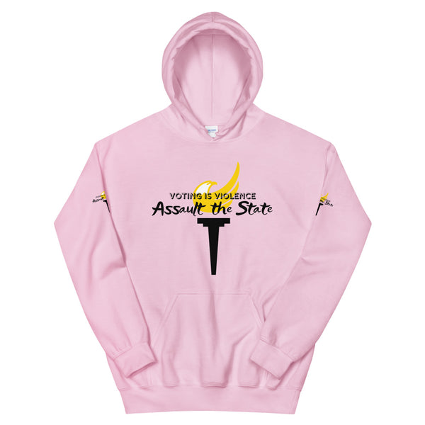 Voting is Violence - Assault the State Alaska LP Unisex Hoodie - Proud Libertarian - Alaska Libertarian Party