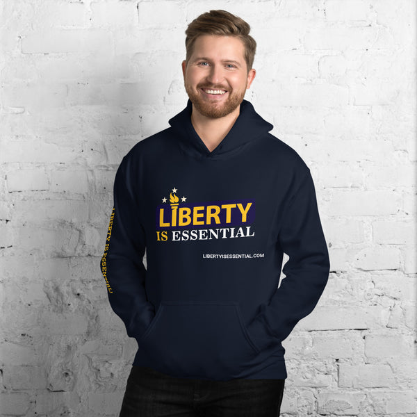 Liberty is Essential (logo) Unisex Hoodie - Proud Libertarian - Liberty is Essential