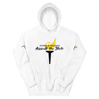 Voting is Violence - Assault the State Alaska LP Unisex Hoodie - Proud Libertarian - Alaska Libertarian Party