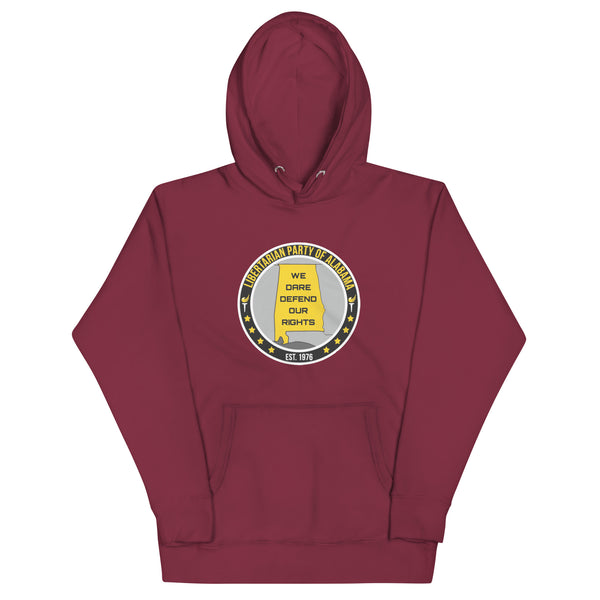 Libertarian Party of Alabama - We Dare Defend our Rights Unisex Hoodie - Proud Libertarian - Libertarian Party of Alabama