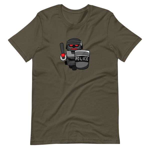 InHuman Police Robot Cartoon Short Sleeve Unisex T-Shirt - Proud Libertarian - Cartoons of Liberty