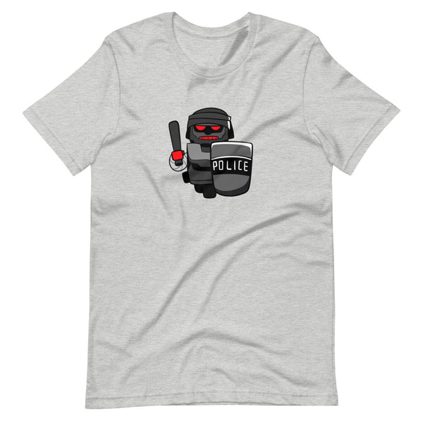 InHuman Police Robot Cartoon Short Sleeve Unisex T-Shirt - Proud Libertarian - Cartoons of Liberty