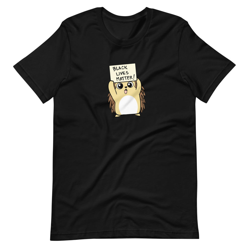 Black LIves Matter Cartoon Porcupine Short Sleeve Unisex T-Shirt - Proud Libertarian - Cartoons of Liberty