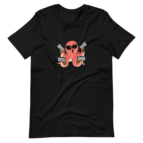 Second Amendment Octopus Cartoon Short Sleeve Unisex T-Shirt - Proud Libertarian - Cartoons of Liberty