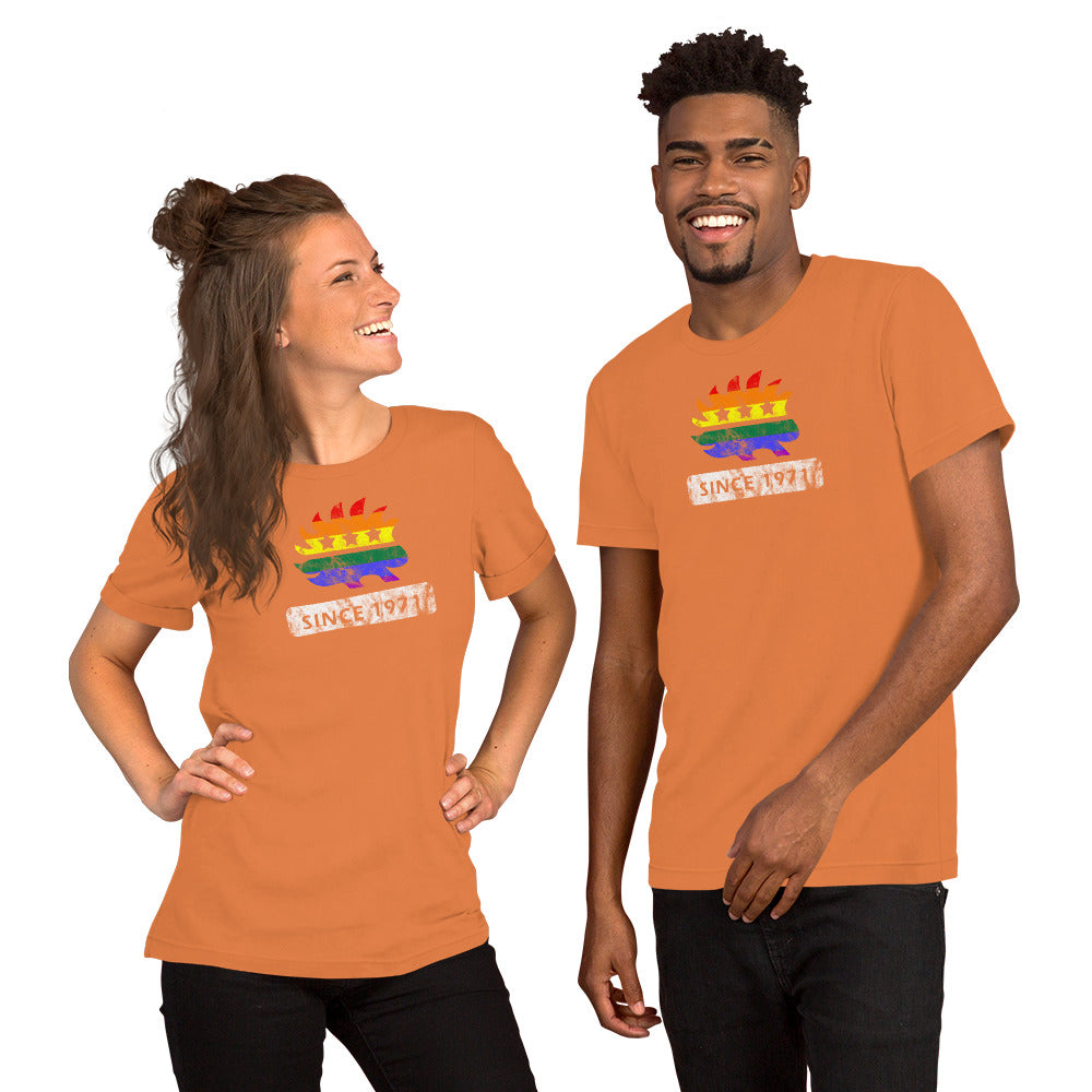 LGBTQ Pride Porcupine since 1971 Short-Sleeve Unisex T-Shirt - Proud Libertarian - Proud Libertarian