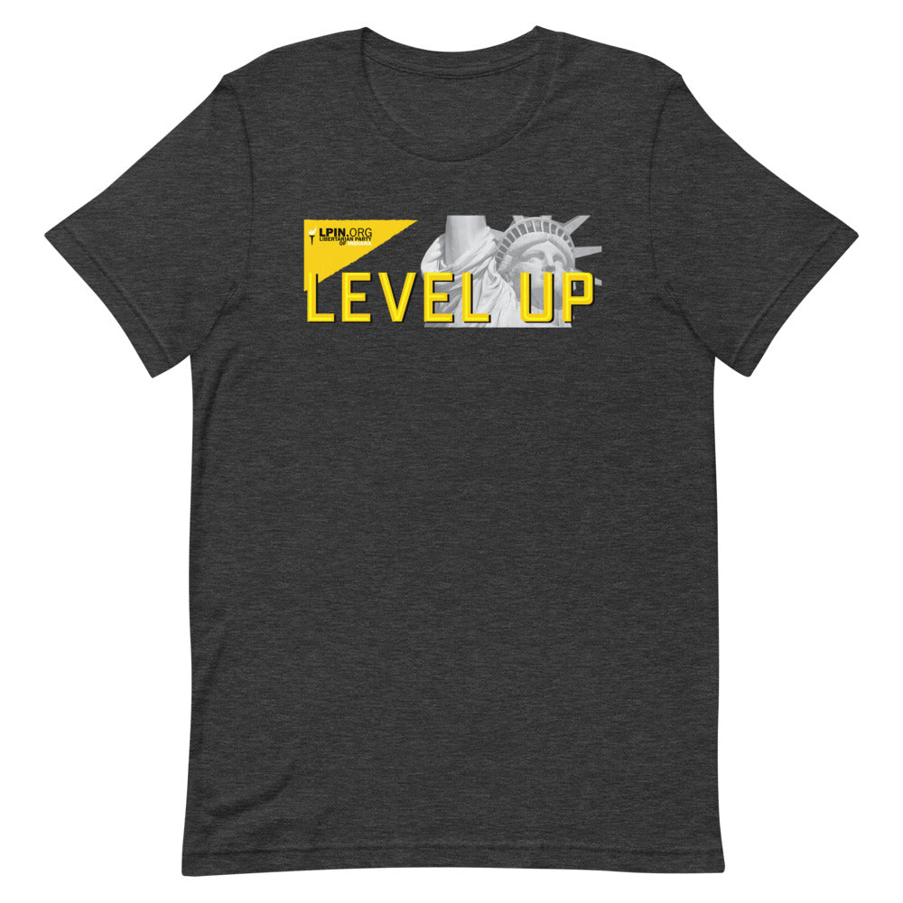 Level Up for Liberty LP Indiana Short-Sleeve Unisex T-Shirt - Proud Libertarian - Libertarian Party of Indiana