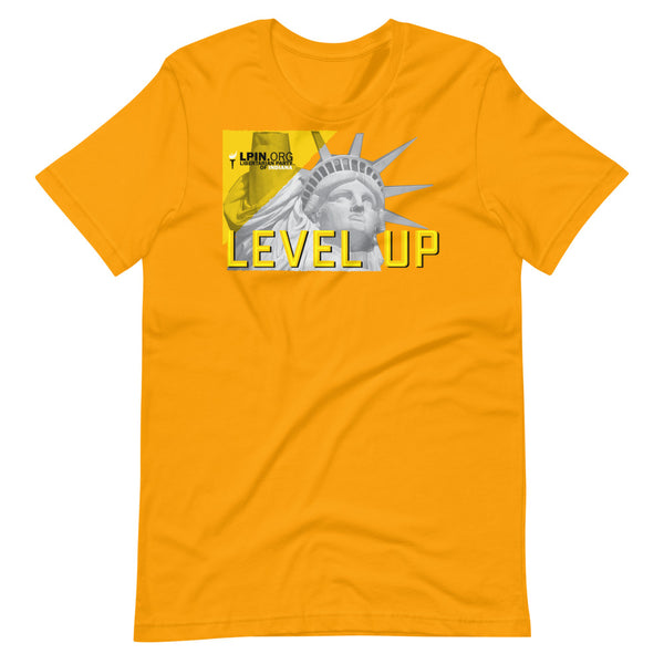 Level Up for Liberty LP Indiana Short-Sleeve Unisex T-Shirt - Proud Libertarian - Libertarian Party of Indiana