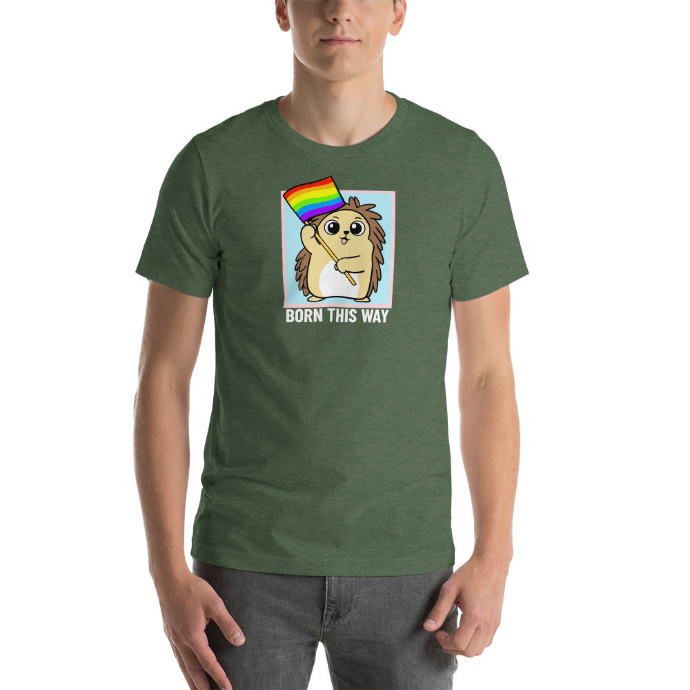 Born This Way LGBT Pride Cartoon Porcupine Short-Sleeve Unisex T-Shirt - Proud Libertarian - Cartoons of Liberty