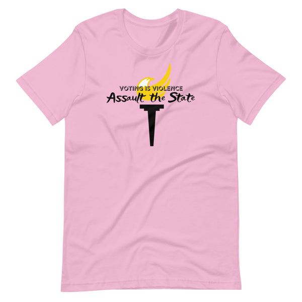 Voting is Violence Assault the State Alaska LP Short-Sleeve Unisex T-Shirt - Proud Libertarian - Alaska Libertarian Party