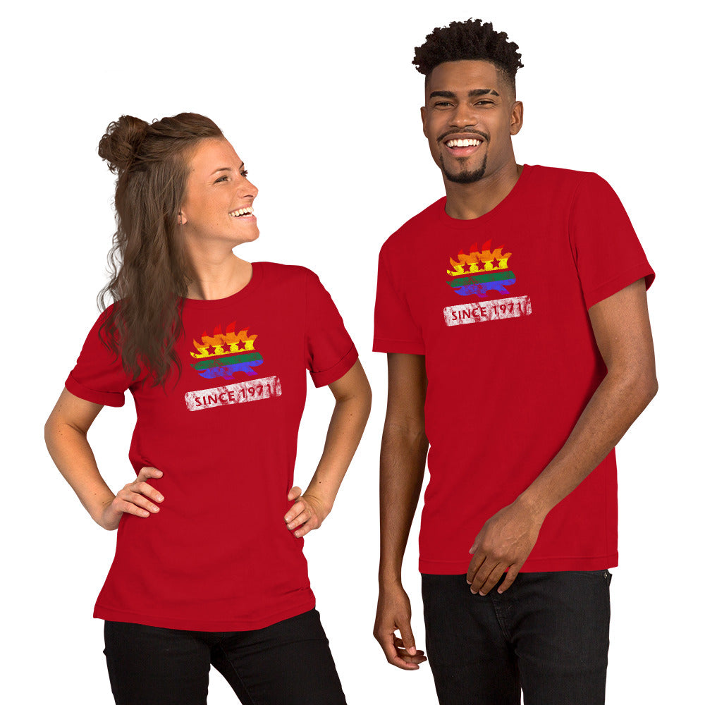 LGBTQ Pride Porcupine since 1971 Short-Sleeve Unisex T-Shirt - Proud Libertarian - Proud Libertarian