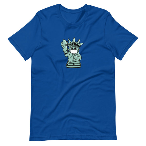 Masked Liberty Cartoon Short Sleeve Unisex T-Shirt - Proud Libertarian - Cartoons of Liberty