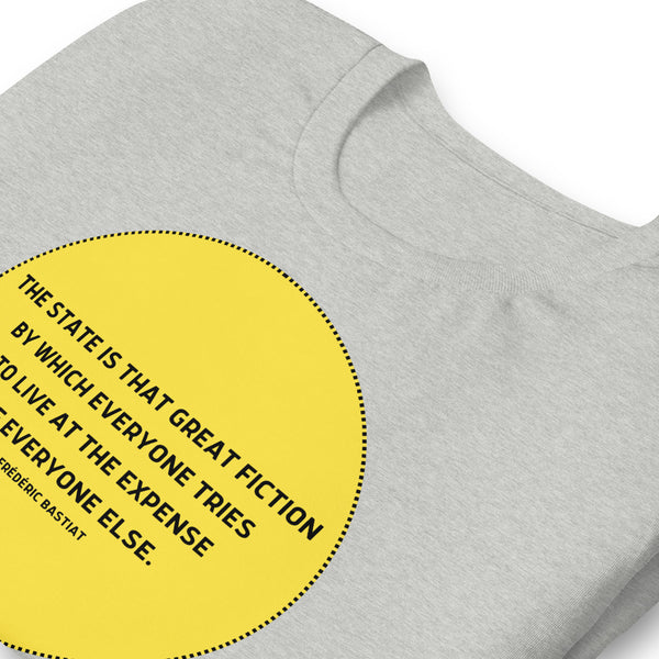 The state is that great fiction - Bastiat Short-Sleeve Unisex T-Shirt - Proud Libertarian - NewStoics