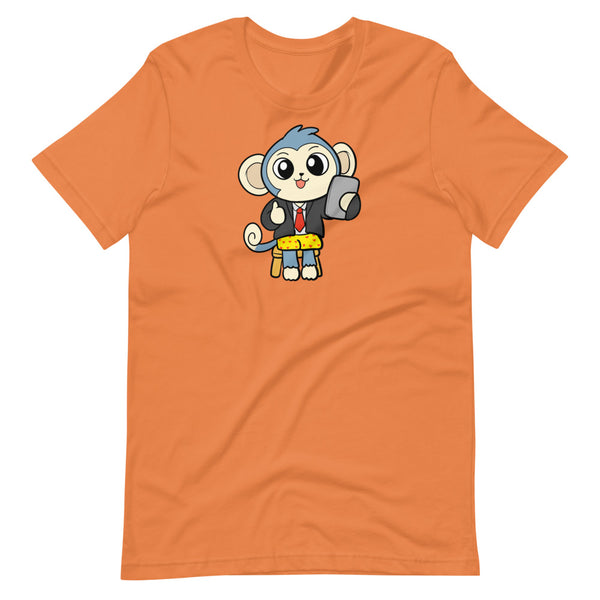 Liberty at Work from Home Cartoon Monkey Short Sleeve Unisex T-Shirt - Proud Libertarian - Cartoons of Liberty