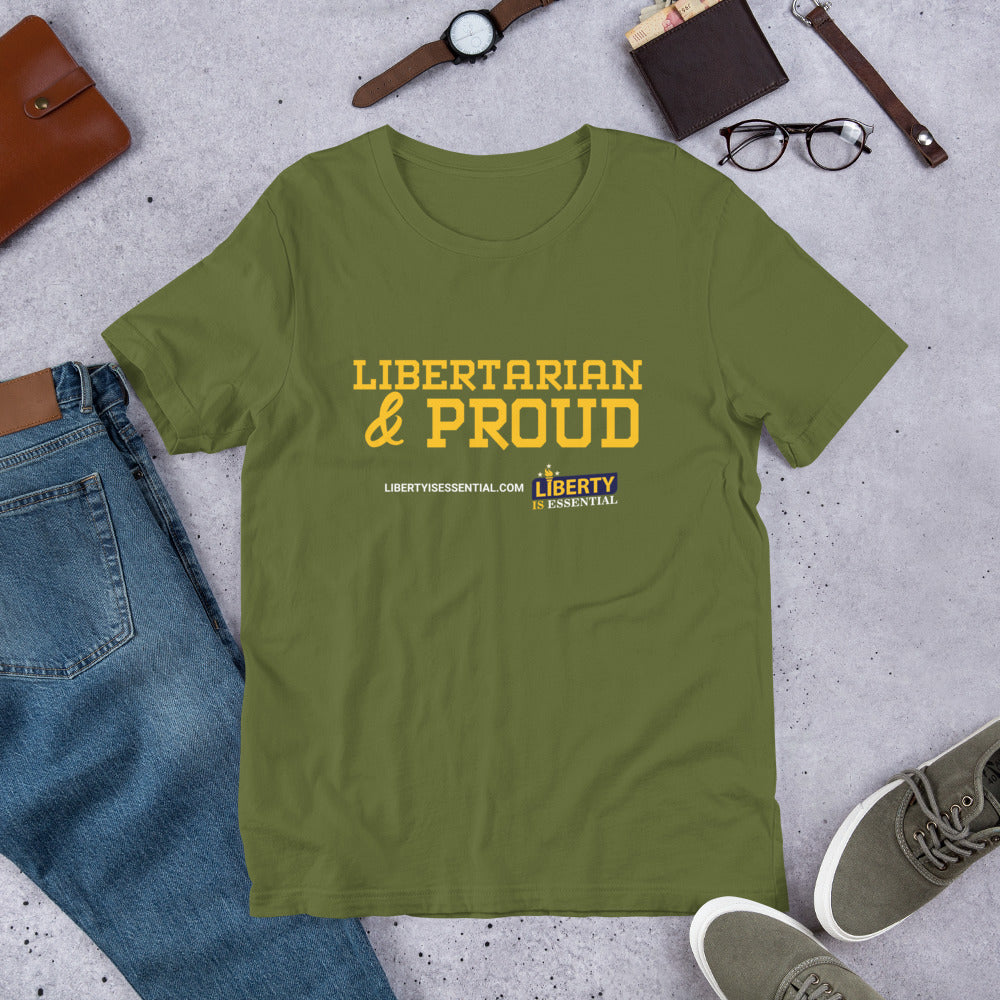 Libertarian & Proud Short-Sleeve Unisex T-Shirt - Proud Libertarian - Liberty is Essential