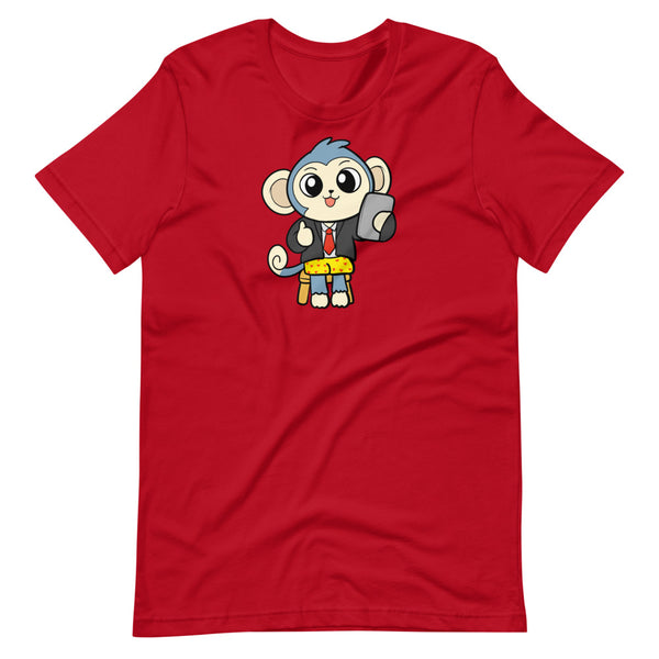 Liberty at Work from Home Cartoon Monkey Short Sleeve Unisex T-Shirt - Proud Libertarian - Cartoons of Liberty