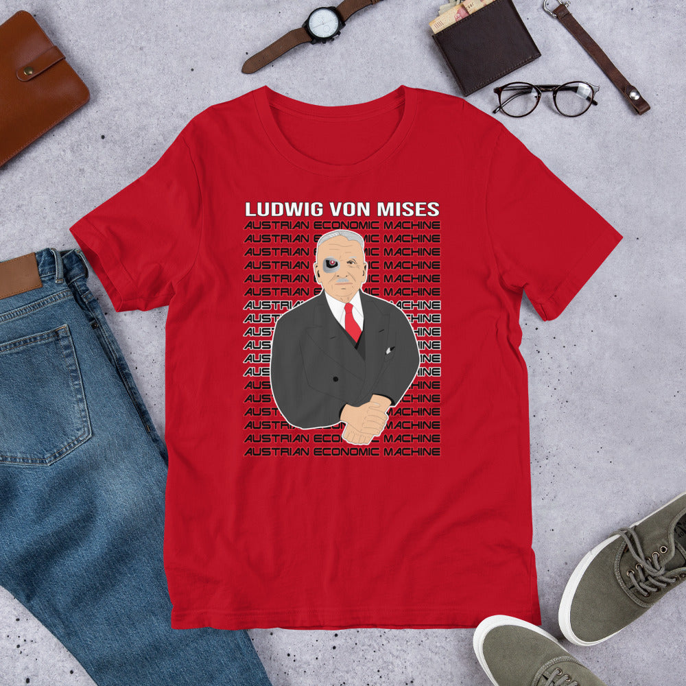 Ludwig von Mises - Austrian Economics Machine Short-Sleeve Unisex T-Shirt - Proud Libertarian - Hunter Wynn Designs