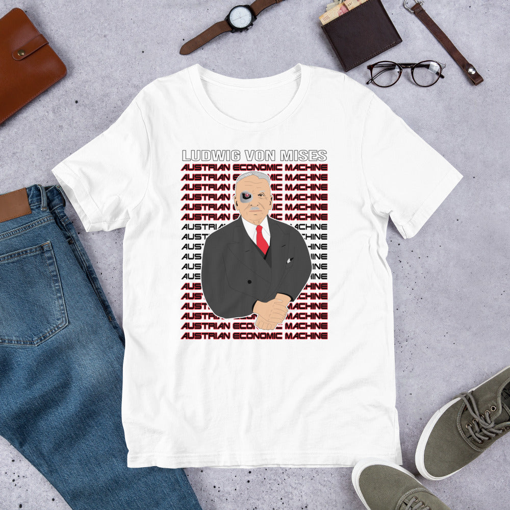 Ludwig von Mises - Austrian Economics Machine Short-Sleeve Unisex T-Shirt - Proud Libertarian - Hunter Wynn Designs