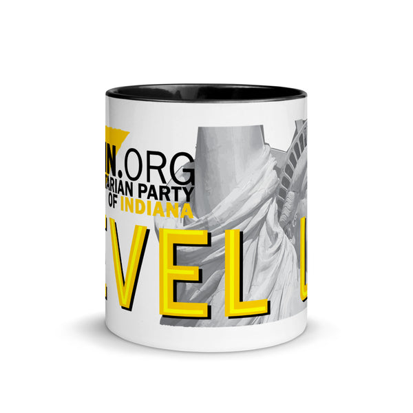 Level Up for Liberty LP Indiana Mug with Color Inside - Proud Libertarian - Libertarian Party of Indiana
