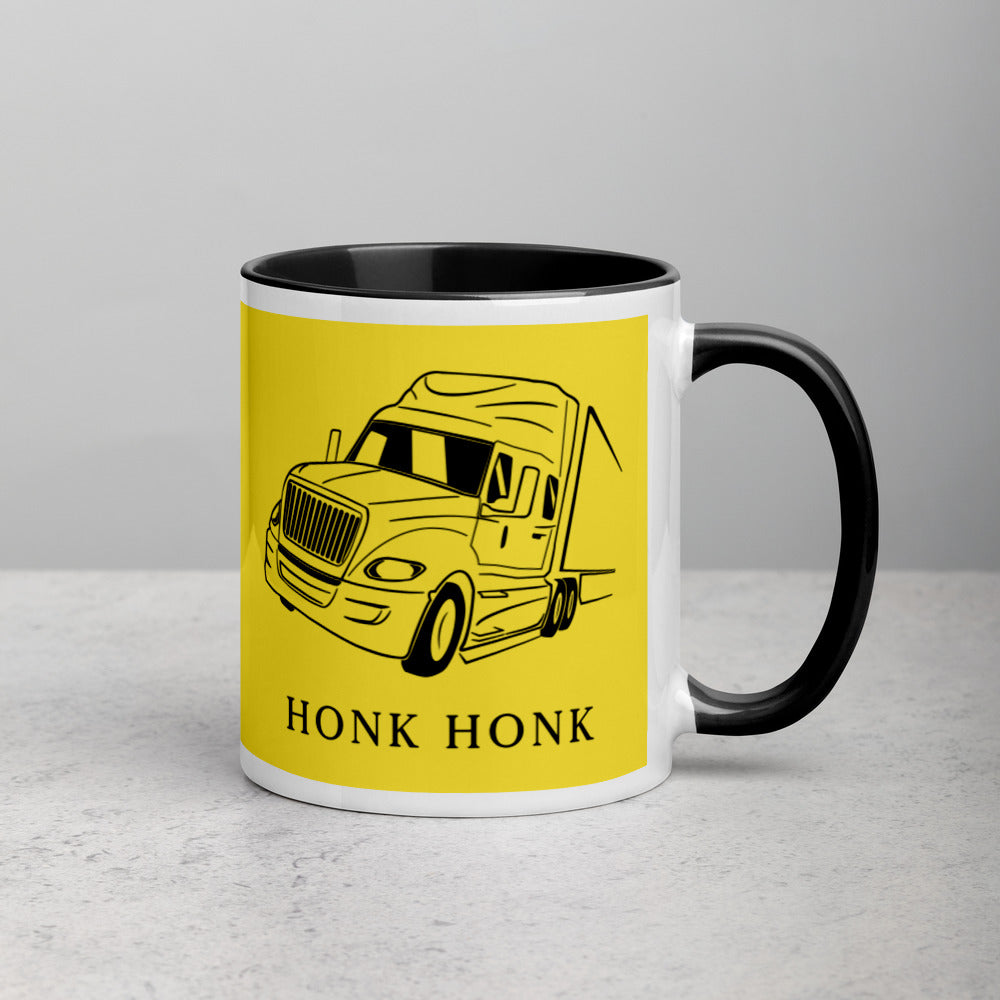 Honk Hunk Trucker Protest (Don't Tread) Mug with Color Inside - Proud Libertarian - Owluntaryist