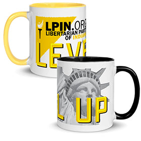 Level Up for Liberty LP Indiana Mug with Color Inside - Proud Libertarian - Libertarian Party of Indiana