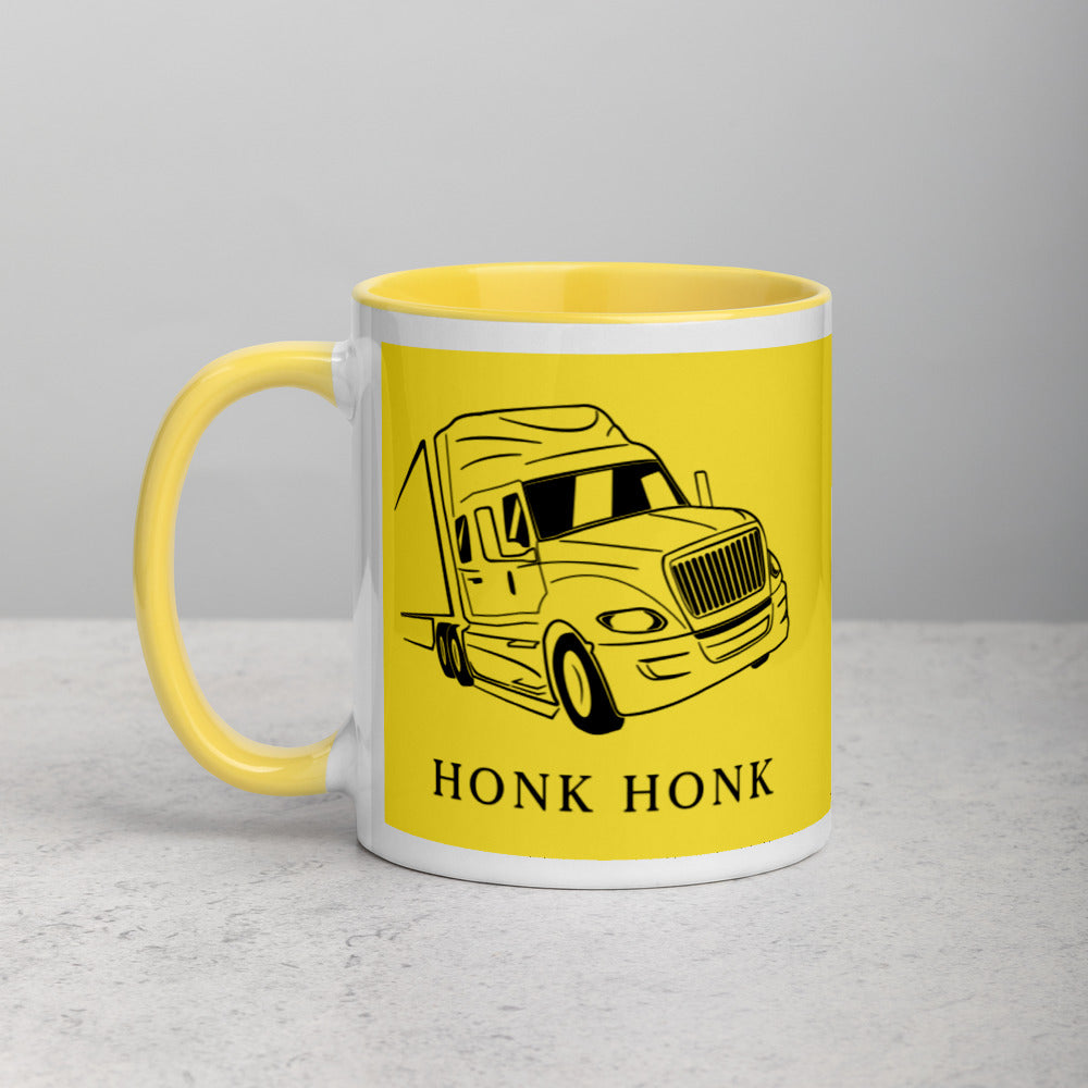 Honk Hunk Trucker Protest (Don't Tread) Mug with Color Inside - Proud Libertarian - Owluntaryist