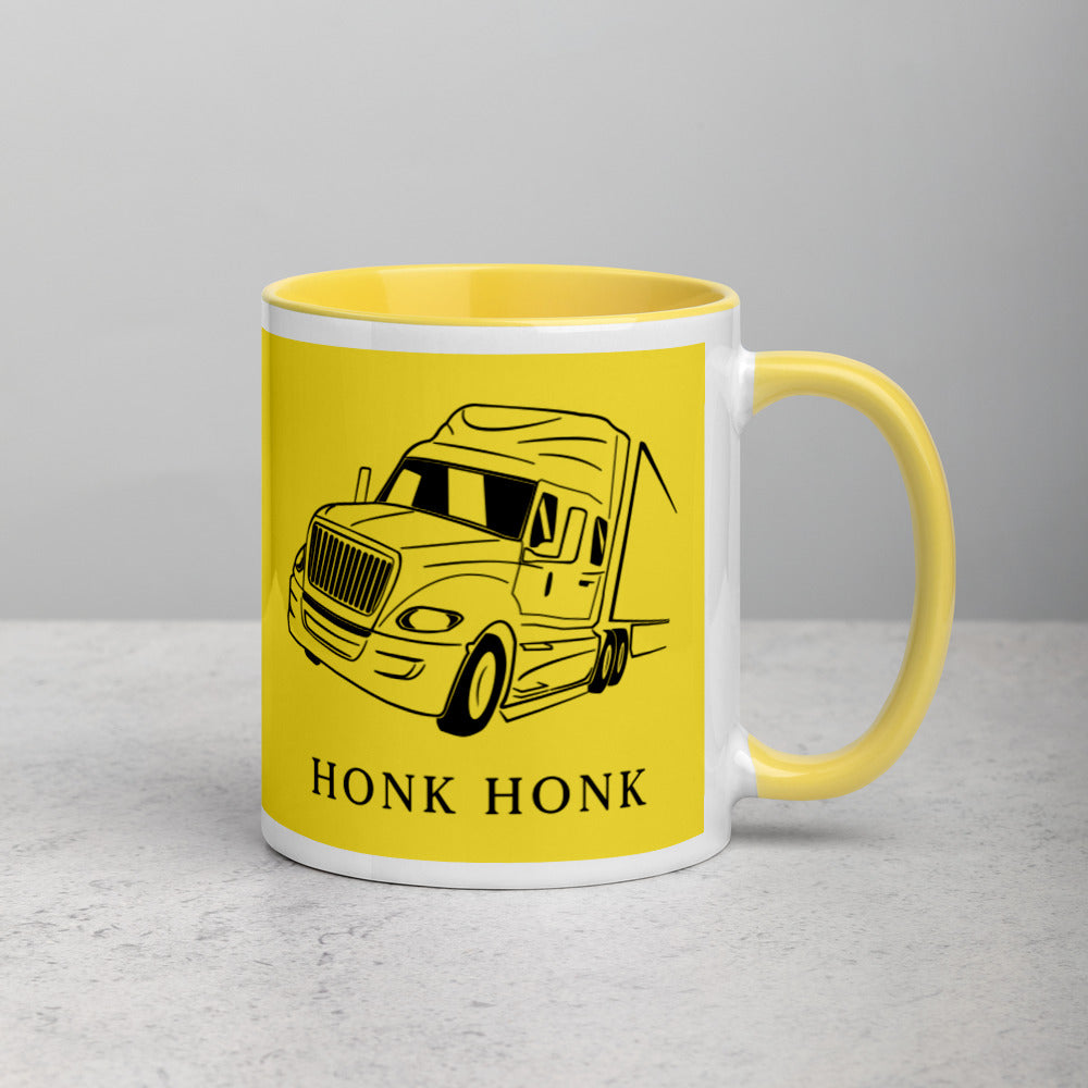Honk Hunk Trucker Protest (Don't Tread) Mug with Color Inside - Proud Libertarian - Owluntaryist