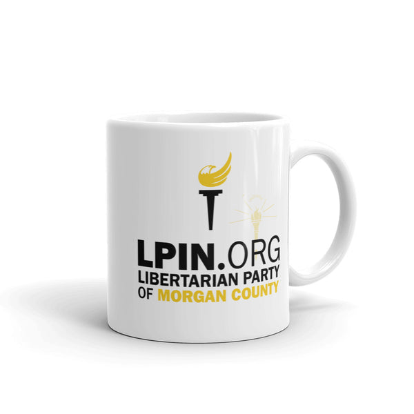 LP Indiana Morgan County White glossy mug - Proud Libertarian - Libertarian Party of Indiana - Morgan County