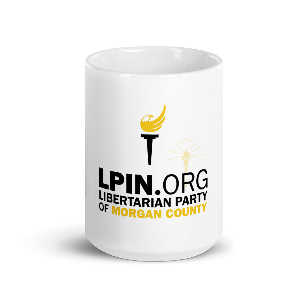 LP Indiana Morgan County White glossy mug - Proud Libertarian - Libertarian Party of Indiana - Morgan County