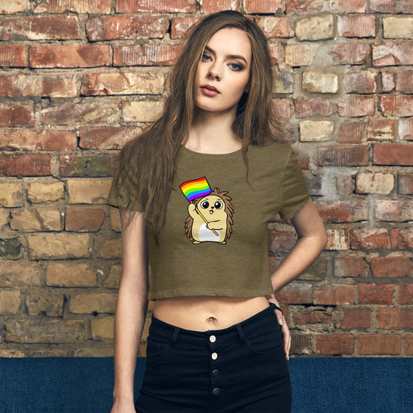 LGBTQ Cartoon Porcupine Women’s Crop Tee - Proud Libertarian - Cartoons of Liberty