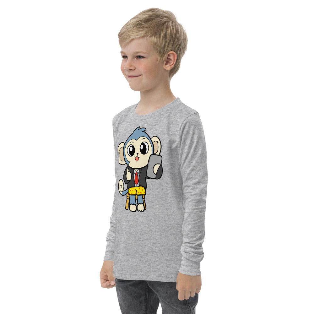 Liberty at Home (Schooling) Cartoon Monkey Youth long sleeve tee - Proud Libertarian - Cartoons of Liberty