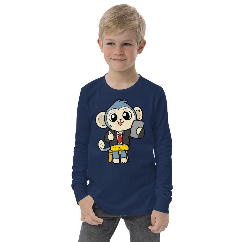 Liberty at Home (Schooling) Cartoon Monkey Youth long sleeve tee - Proud Libertarian - Cartoons of Liberty