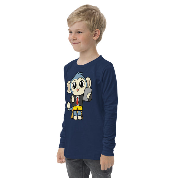 Liberty at Home (Schooling) Cartoon Monkey Youth long sleeve tee - Proud Libertarian - Cartoons of Liberty