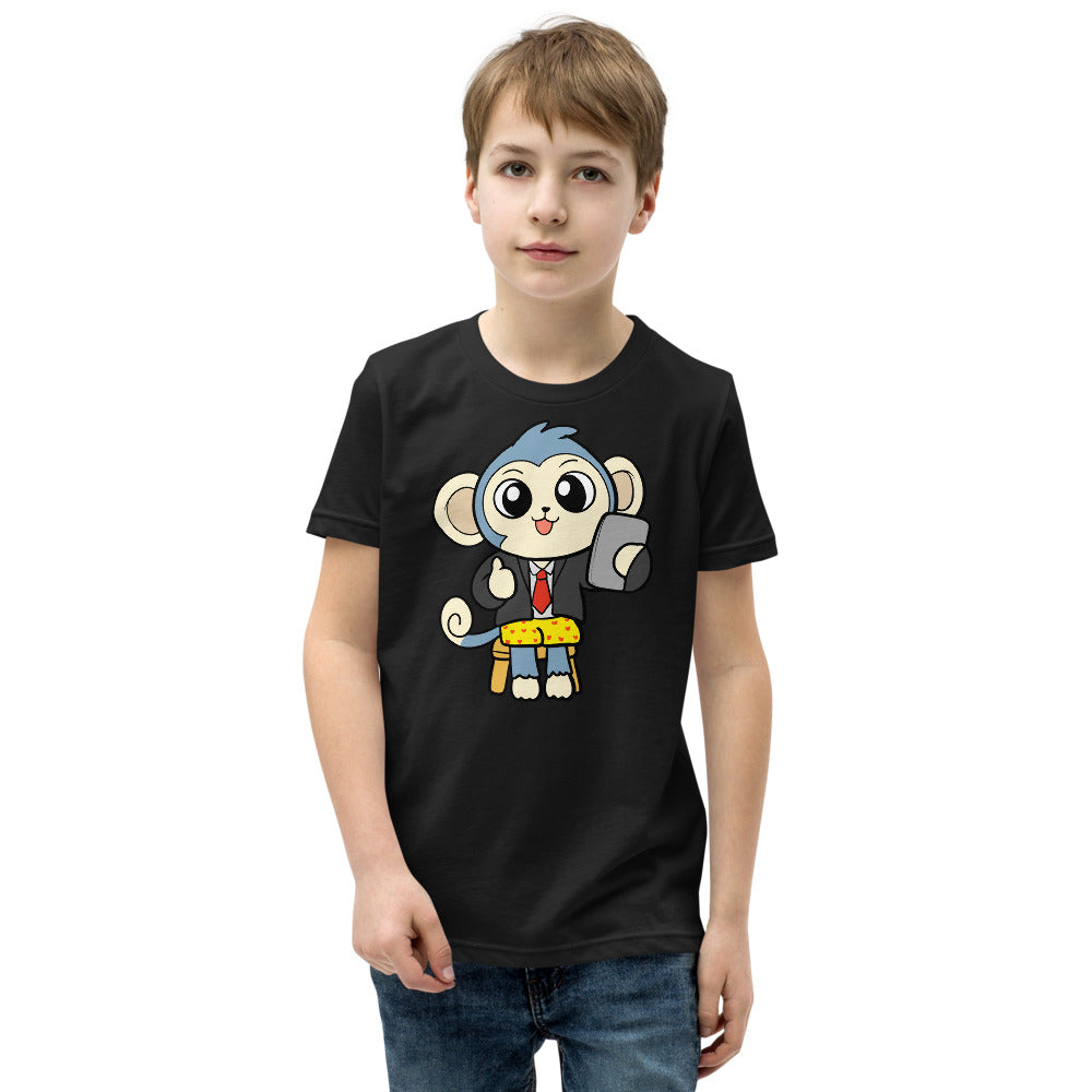 Liberty at Home (schooling) Cartoon Monkey Youth Short Sleeve T-Shirt - Proud Libertarian - Cartoons of Liberty