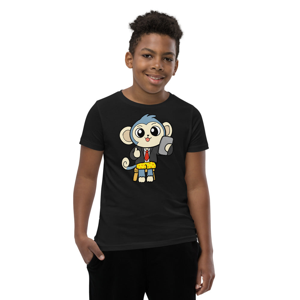 Liberty at Home (schooling) Cartoon Monkey Youth Short Sleeve T-Shirt - Proud Libertarian - Cartoons of Liberty